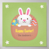 Happy Easter Bunny en Eggs Wall Decor Poster (Voorkant)