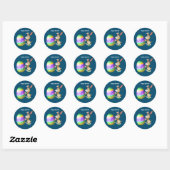 Happy Easter Bunny en gekleurde eieren Ronde Sticker (Vel)