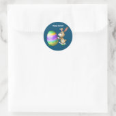 Happy Easter Bunny en gekleurde eieren Ronde Sticker (Tas)