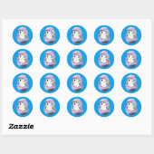 Happy Easter Bunny en gekleurde eieren Ronde Sticker (Vel)