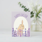 Happy Easter Bunny en Lavender Briefkaart (Staand voorkant)
