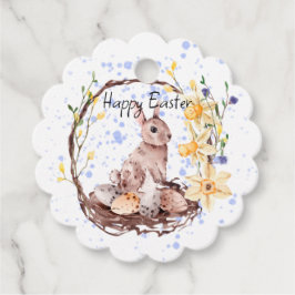Happy Easter Bunny en Mand Eieren Bedankjes Labels