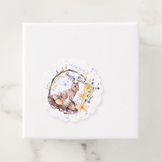 Happy Easter Bunny en Mand Eieren Bedankjes Labels (In situ)