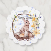 Happy Easter Bunny en Mand Eieren Bedankjes Labels (Voorkant)