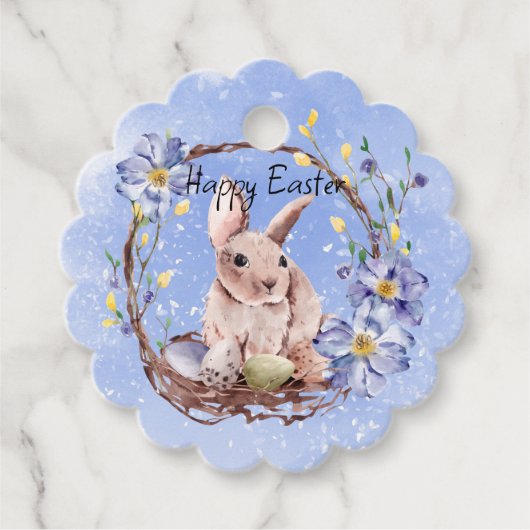 Happy Easter Bunny en Mand Eieren Bedankjes Labels (Voorkant)