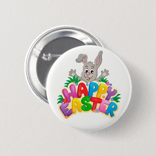 Happy Easter Bunny en text Ronde Button 5,7 Cm (Voorkant /achterkant)