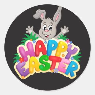 Happy Easter Bunny en text Ronde Sticker