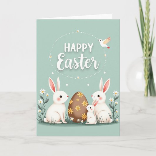 Happy Easter Bunny Family Card Kaart (Voorkant)