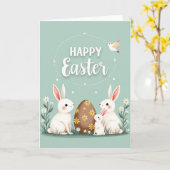 Happy Easter Bunny Family Card Kaart (Gele Bloem)