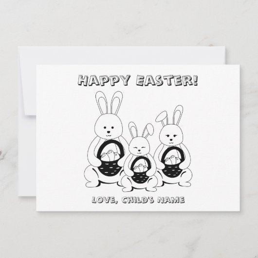 Happy Easter Bunny Family Coloring Page (Voorkant)