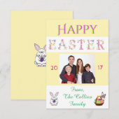 Happy Easter Bunny Family Fotokaart Aanpassen Kaart (Voorkant / Achterkant)