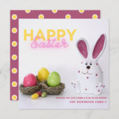 Happy Easter Bunny Figurine Feestdagenkaart (Voorkant / Achterkant)