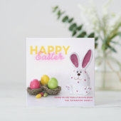 Happy Easter Bunny Figurine Feestdagenkaart (Staand voorkant)