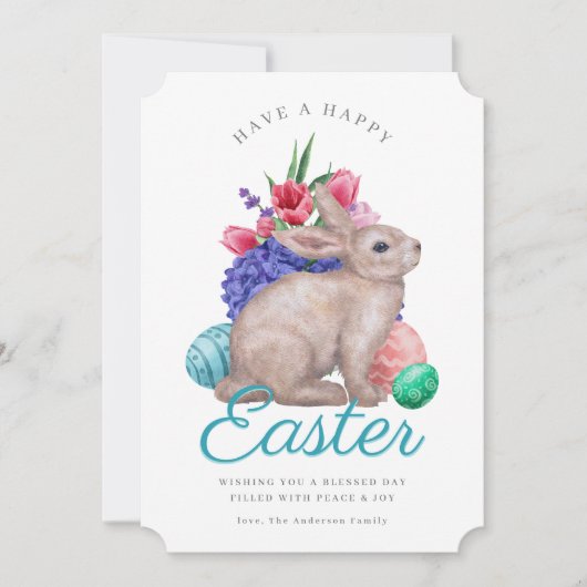 Happy Easter Bunny  Flat Holiday Kaart (Voorkant)