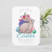 Happy Easter Bunny  Flat Holiday Kaart (Staand voorkant)