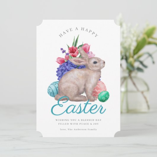 Happy Easter Bunny  Flat Holiday Kaart (Staand voorkant)
