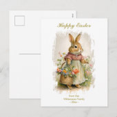 Happy Easter  Bunny Florals - aangepaste tekst Feestdagenkaart (Voorkant / Achterkant)