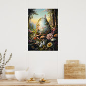 Happy Easter Bunny Forest Konijn Wall Art Poster (Keuken)