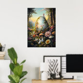 Happy Easter Bunny Forest Konijn Wall Art Poster (Thuiskantoor)