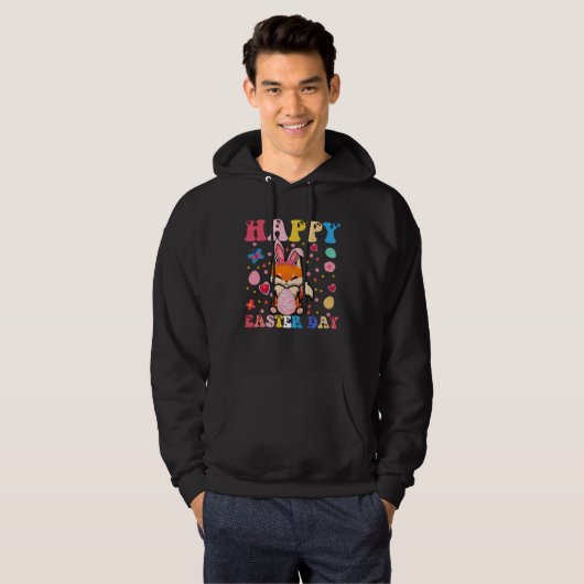 Happy Easter Bunny Fox  Easter Day Groovy Hoodie (Voorkant volledig)