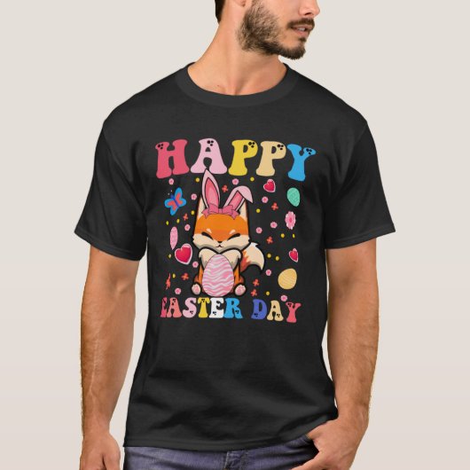 Happy Easter Bunny Fox  Easter Day Groovy T-shirt (Voorkant)