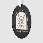Happy Easter bunny funny dark western theme black Ornament (voorkant)