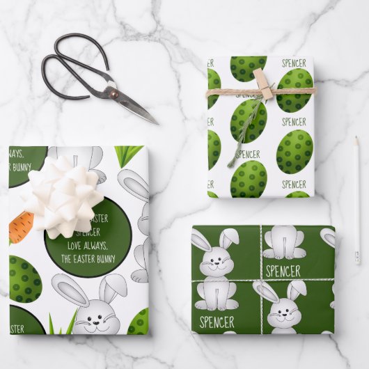 Happy Easter Bunny, gepersonaliseerd Inpakpapier Vel (Voorkant)
