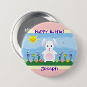 Happy Easter Bunny, gepersonaliseerd Ronde Button 7,6 Cm (Voorkant /achterkant)