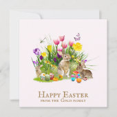 Happy Easter Bunny Gepersonaliseerde Flat Holiday  Feestdagenkaart (Voorkant)