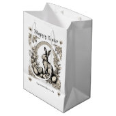 Happy Easter Bunny Gepersonaliseerde Retro Konijn  Medium Cadeauzakje (Voorkant Gekanteld)