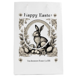 Happy Easter Bunny Gepersonaliseerde Retro Konijn Medium Cadeauzakje