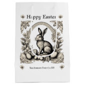 Happy Easter Bunny Gepersonaliseerde Retro Konijn  Medium Cadeauzakje (Achterkant)