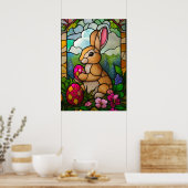 Happy Easter Bunny Glas in lood Religie Poster (Keuken)