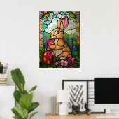 Happy Easter Bunny Glas in lood Religie Poster (Thuiskantoor)