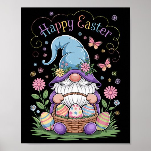Happy Easter Bunny Gnome Knuffel Easter Eggs Gnome Poster (Voorkant)