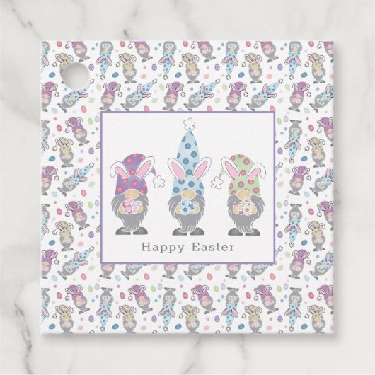 Happy Easter Bunny Gnomes Bedankjes Labels (Voorkant)