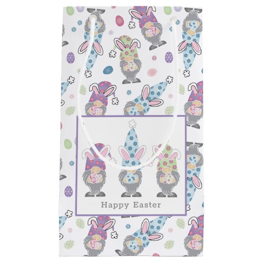 Happy Easter Bunny Gnomes Klein Cadeauzakje (Voorkant)