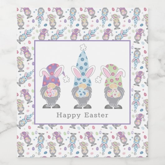 Happy Easter Bunny Gnomes Wijn Etiket (Enkel label)