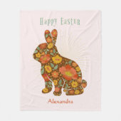 Happy Easter Bunny Gold Glitter - Gepersonaliseerd Fleece Deken (Voorkant)