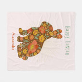 Happy Easter Bunny Gold Glitter - Gepersonaliseerd Fleece Deken (Voorkant (Horizontaal))