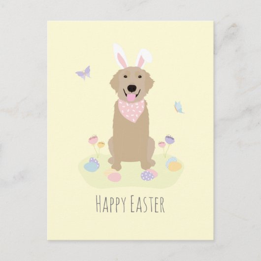 Happy Easter Bunny Golden Retriever Briefkaart (Voorkant)