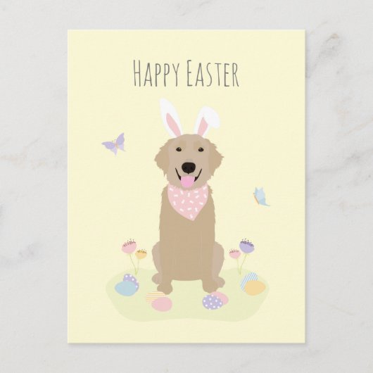 Happy Easter Bunny Golden Retriever Briefkaart (Voorkant)