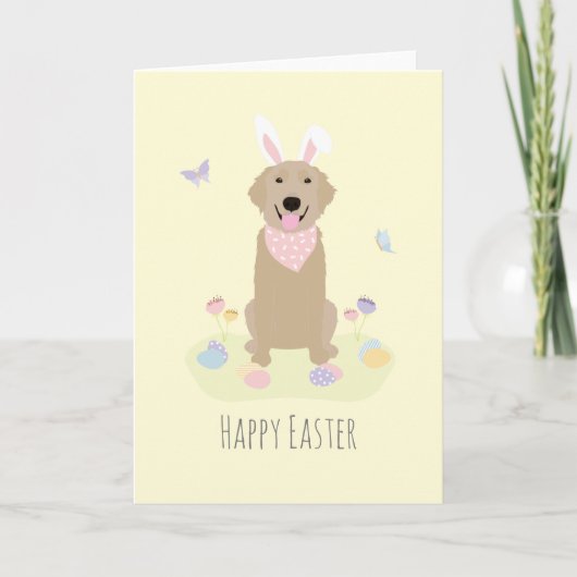 Happy Easter Bunny Golden Retriever Kaart (Voorkant)