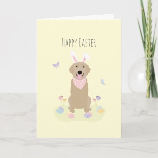 Happy Easter Bunny Golden Retriever Kaart (Voorkant)