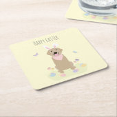 Happy Easter Bunny Golden Retriever Kartonnen Onderzetters (Schuin)