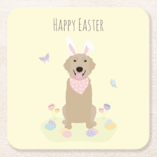 Happy Easter Bunny Golden Retriever Kartonnen Onderzetters