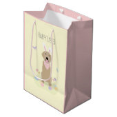 Happy Easter Bunny Golden Retriever Medium Cadeauzakje (Voorkant Gekanteld)