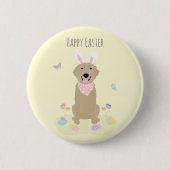 Happy Easter Bunny Golden Retriever Ronde Button 5,7 Cm (Voorkant)