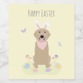 Happy Easter Bunny Golden Retriever Wijn Etiket (Enkel label)