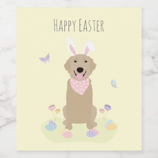 Happy Easter Bunny Golden Retriever Wijn Etiket (Enkel label)